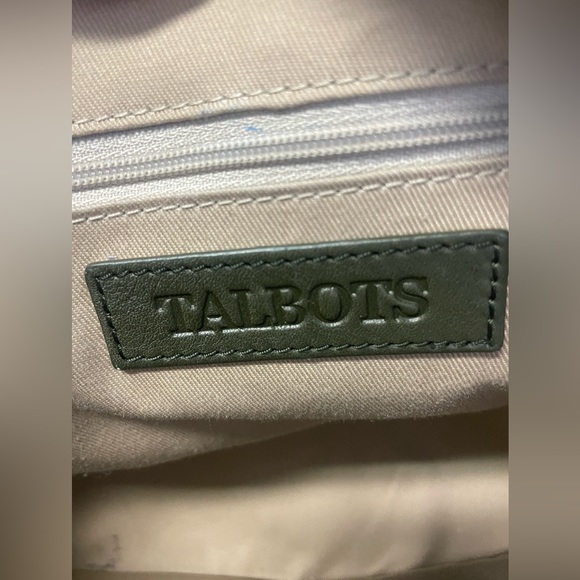 Talbots Leather Satchel Embossed Leather Olive Color - Picture 6 of 10